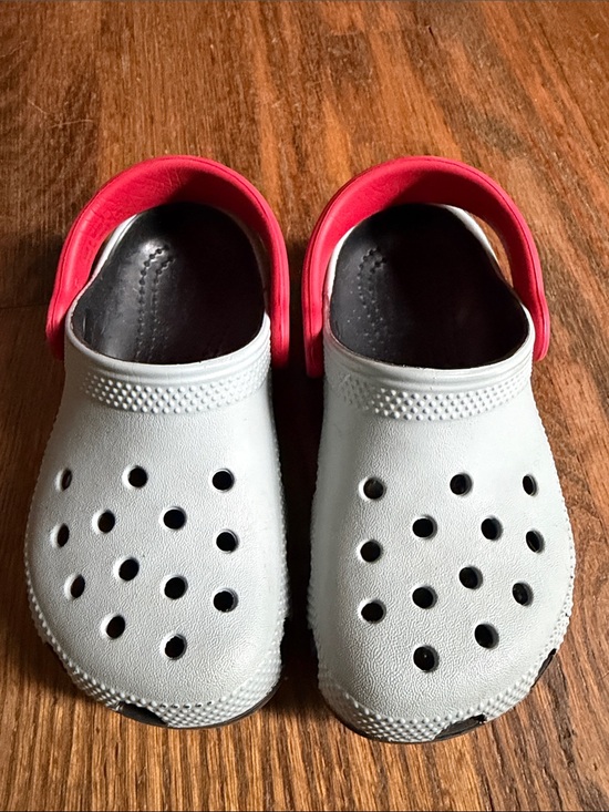 CROCS Other - Kids Lightweight Slip-On Crocs. Grey/black/red. Size 9.